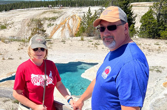 Garland and his wife at Yellowstone National Park